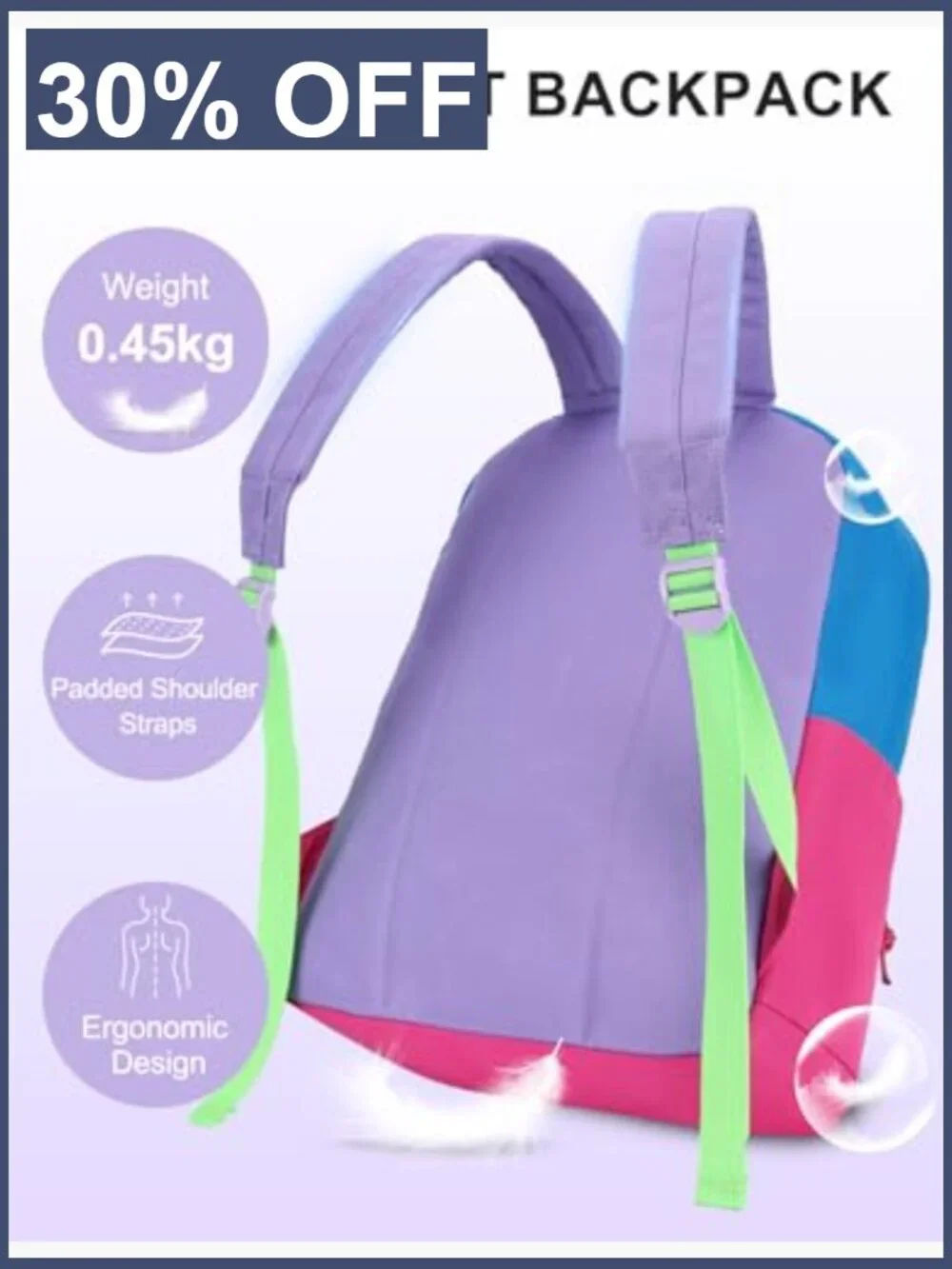 Water Resistant Backpack for School, Lightweight Bookbag with Side Pockets